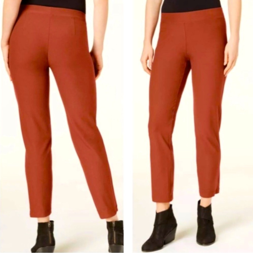 Eileen Fisher Rust Orange Washable Crepe Stretch Slim Ankle Pants Size XXS